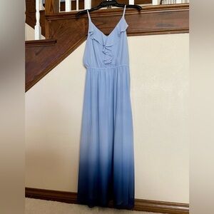 Elegant, spaghetti strap, blue ombré dress size small